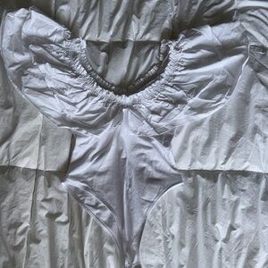 White ruffle trim bodysuit